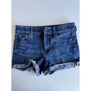 American Eagle Outfitters Super Strech Denim Shorts Hiigh Rise Shortie 4 EUC